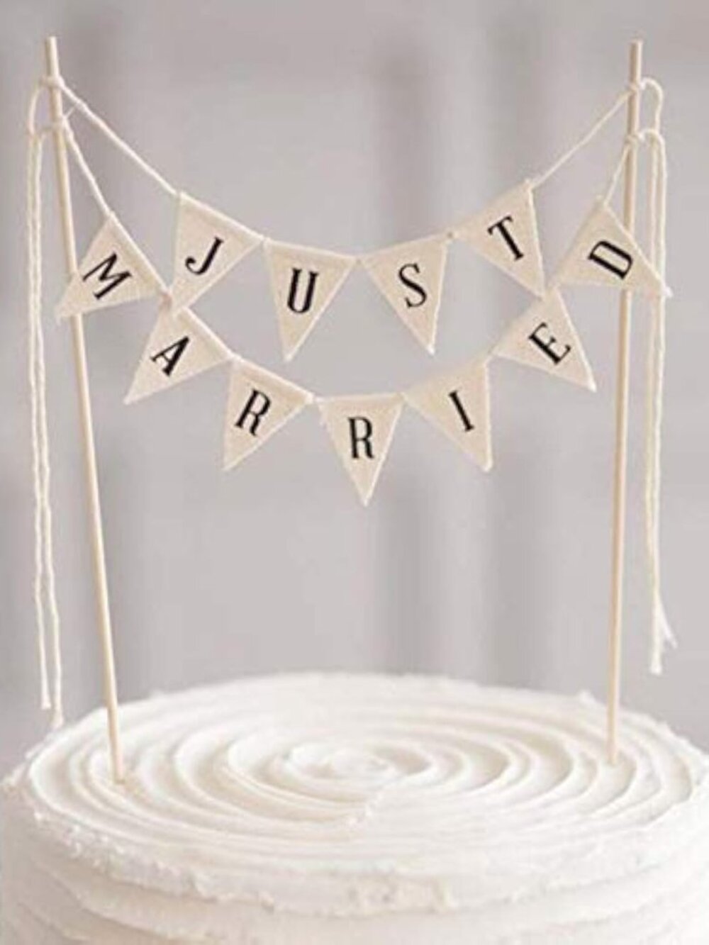 Wedding Cake Topper Ivory Durable Cotton Wood Pole without Pink Rose